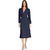 Maggy London Womens Stunning Multi Occasion Twist Empire Waist Midi Dress for Women | Long Sleeve Dresses
