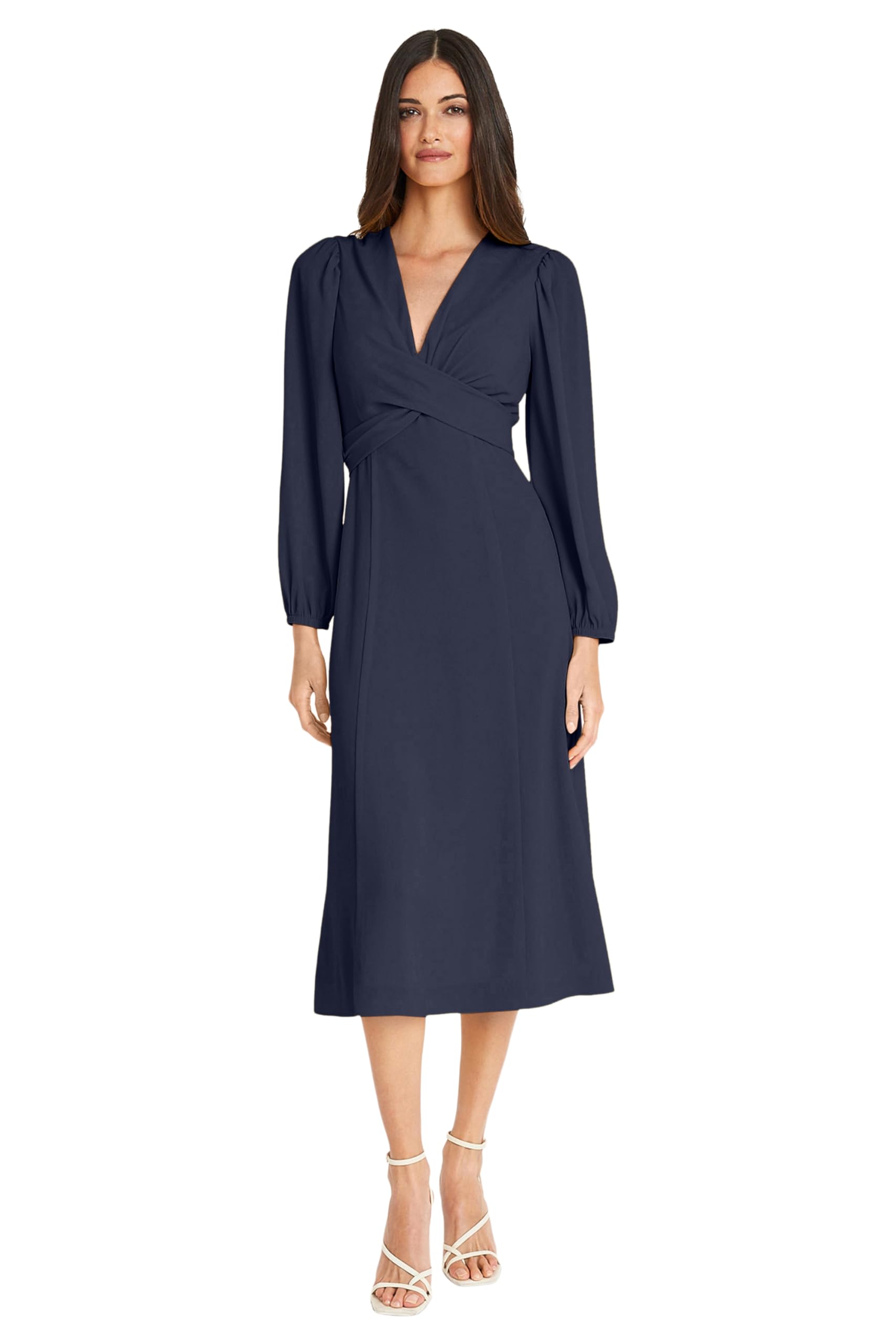 Photo 1 of Maggy London Stunning Multi Occasion Twist Empire Waist Midi Women | Long Sleeve Dresses, Navy Blazer