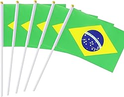 Brazilian Flags 20 Pack, Small Handheld Flags of