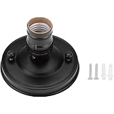 OUKENS Vintage Industrial Lamp Holder, E26/E27 Bulb Socket Base - Electroplated Iron Ceiling or Wall Light Holder for Edison Bulbs, Retro DIY Lighting Fixture (Black)