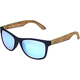 Panama Jack Men's Rubberized Print Square Sunglasses, Blue Crystal with Textured Wood, 54