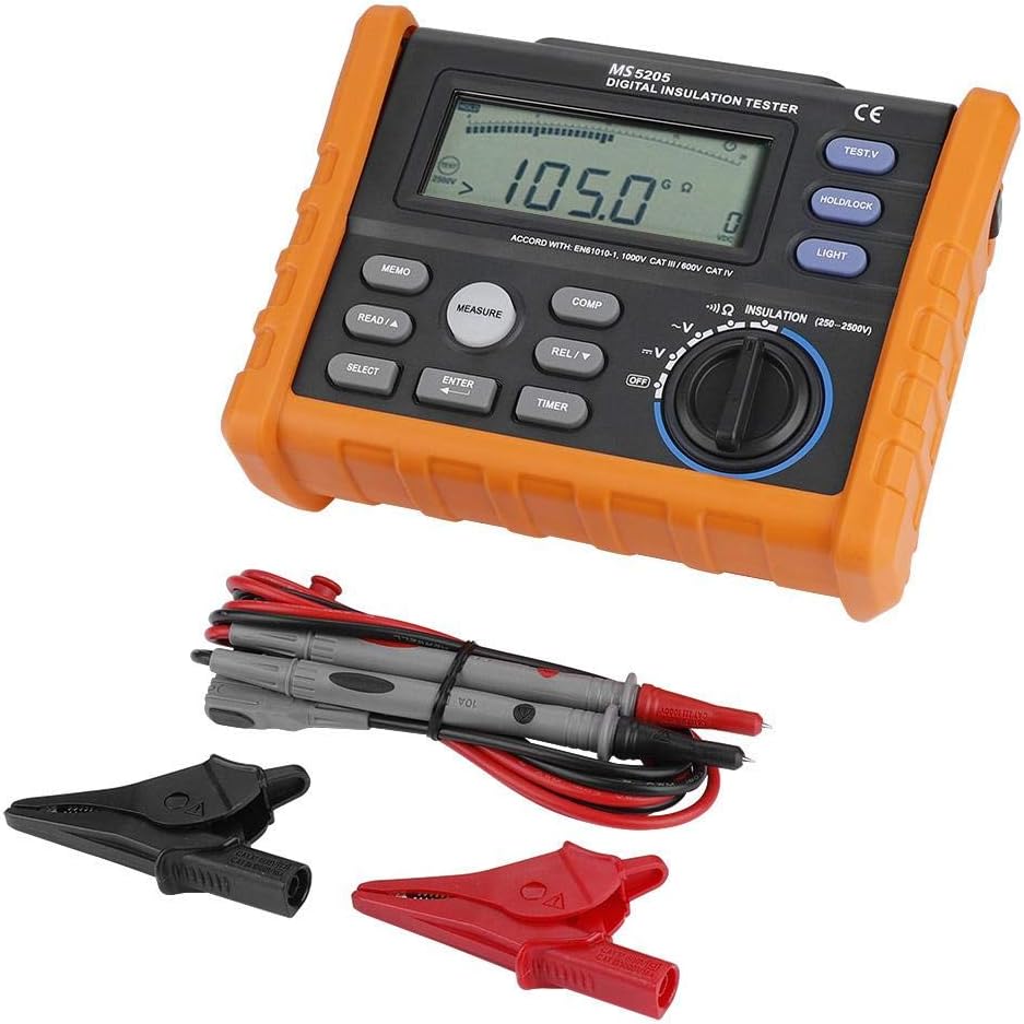 Peakmeter MS520 Digital Multimeter Insulation Resistance Tester Megger 0.01 MΩ-100 GΩ, Black - Image 4