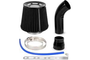 BARTOO 3'' Cold Air Intake Kit Aluminum Automotive Cold Air Intake Pipe Filter Induction Flow Hose Pipe Kit, Black