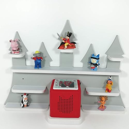 Tonie Regal, Schloß in grau mit weißen Regalen, ideale