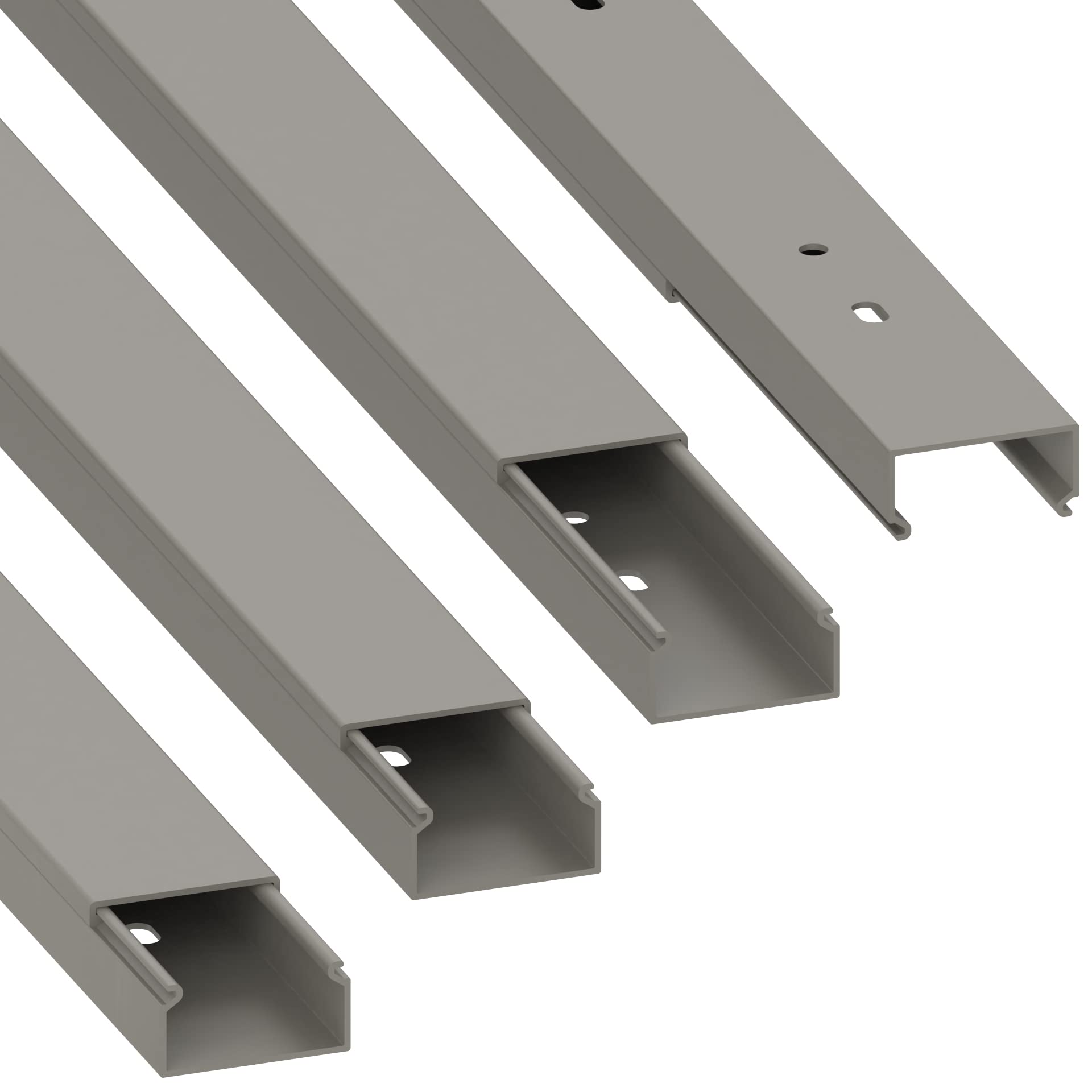 Habengut | cable duct (with mounting holes in the floor) 15x30 mm, made of PVC, length 4 m (4 x 1 m), grey