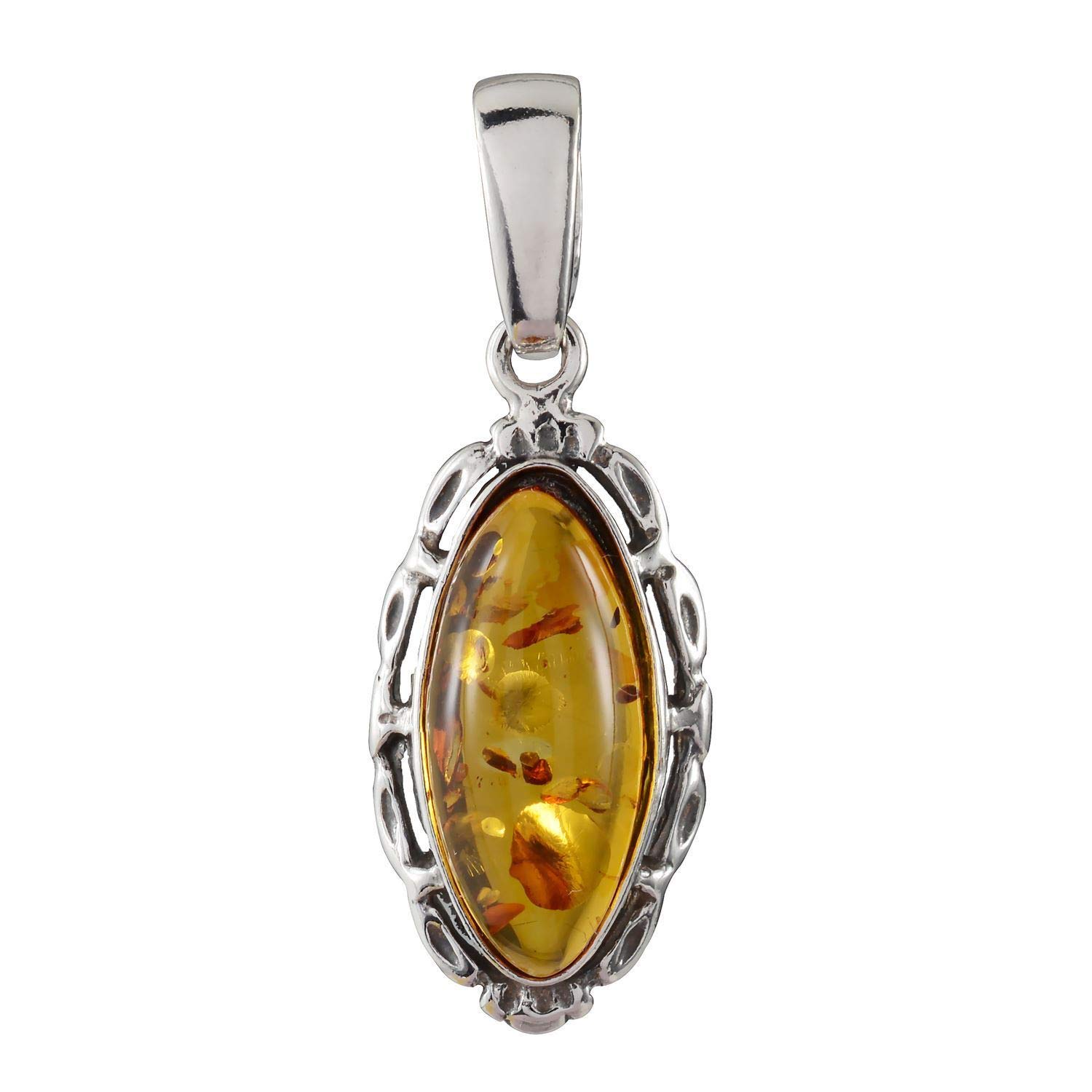 HolidayGiftShops Sterling Silver Baltic Honey Amber Pendant Devee