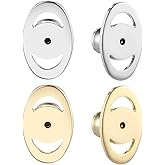 4 pcs Large Earring Support Backings Replacements, Earring Lifter Backs for Droopy Ears, Secure Locking Earrings Support Backings for Heavy Earrings Backs for Studs