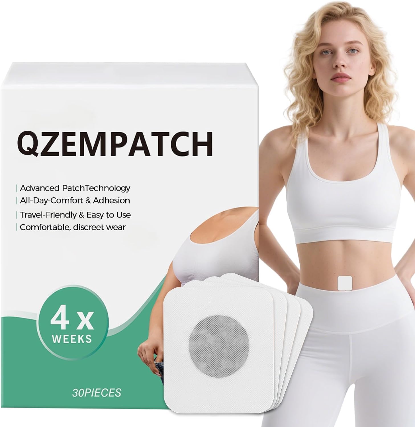 Rejuvacare Qzem Body Patch, Easy Daily Application, Comfortable & Discreet, For Men & Women, 1 Month Supply, Gentle & Effective(30Pcs)