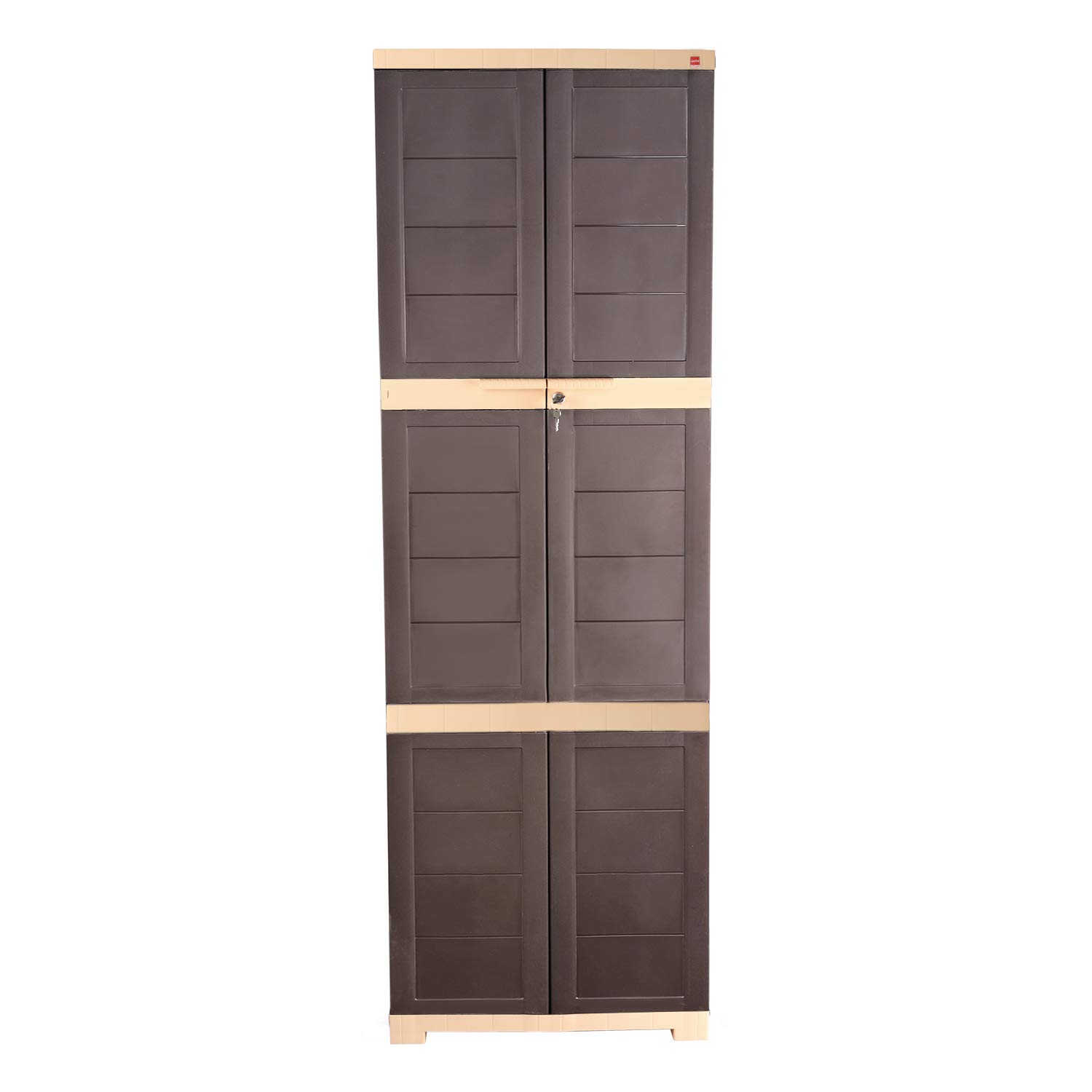Cello Novelty Large Plastic Cupboard with Lock(Brown and Beige) Amazon