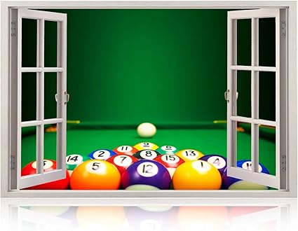 Amazon 玉突き台 スヌーカー ゲーム スポーツ 遊び 自宅 会社 キッチン 子供部屋 キッツ ギフト 3d 独特 ユニーク 窓 奥行 おしゃれ ビニール樹脂 印刷 取り外しのきく 壁 ステッカー ウォールステッカー サイズ 85 09 119 38 Cm ウォールステッカー オンライン通販