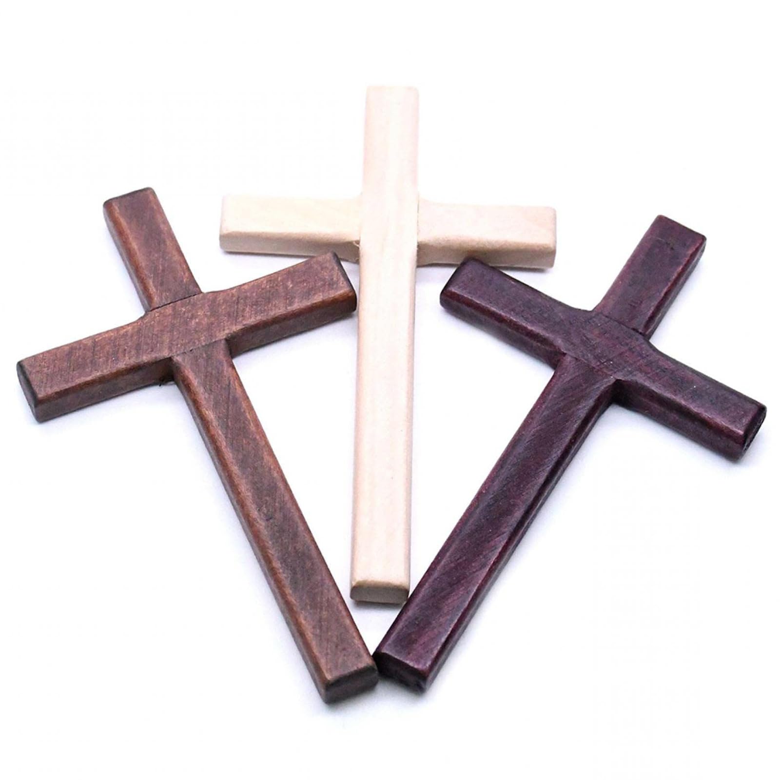 Generic 2pcs Christ Wooden Crosses Hand Carvings Religious Cross Christian Pray Crucifix Jesus for Men & Women Ornaments For Church, Living Room Decor, Wedding