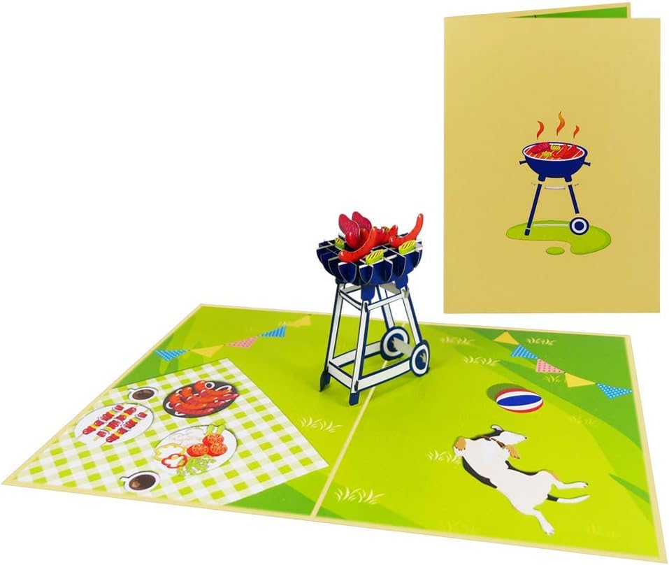 Sweetpopup® 3D BBQ Pop-Up Card or Gift Voucher - Perfect for Holidays Vacations, Birthday Parties, Retirement - BBQ 022