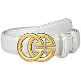 Aurolran Women's Fashion Classic Metal Buckle Leather Belt with Jeans Dress