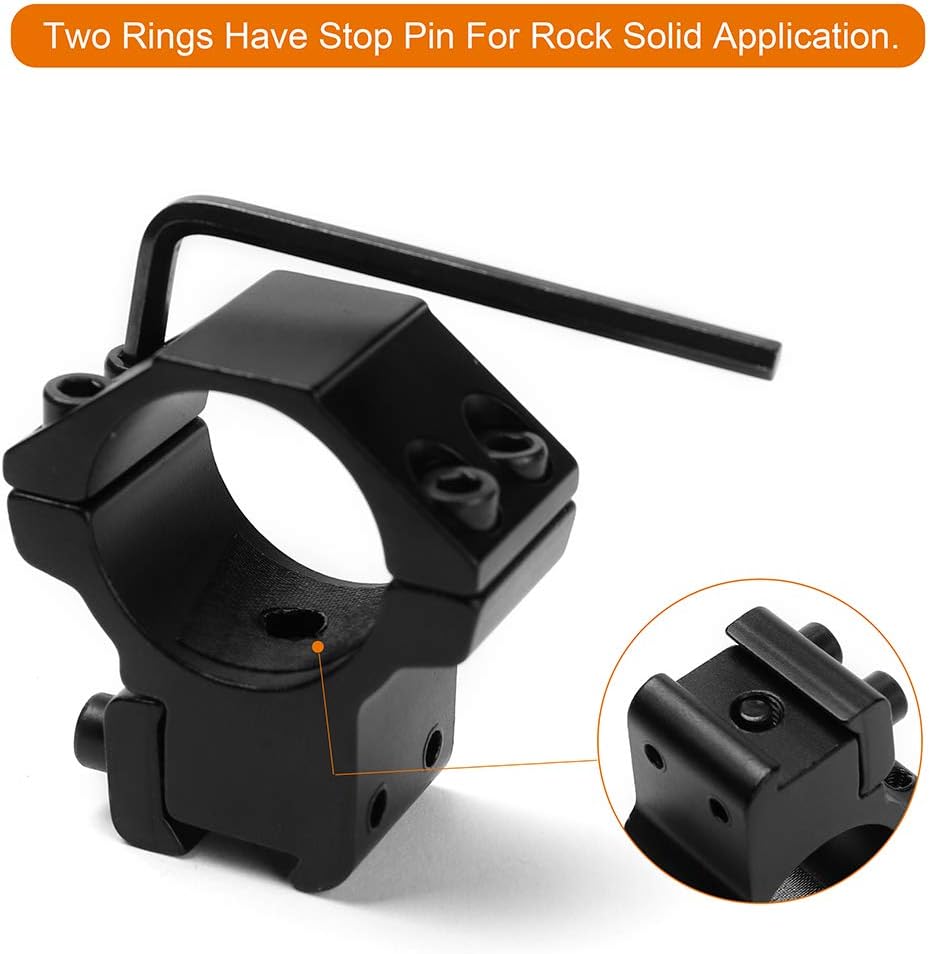 Liipor 1'' Scope Rings, 2Pcs High Profile + 2Pcs Medium Profile 1 Inch Scope Mount Rings for 11mm Rails - Pack of 4 : Sports & Outdoors