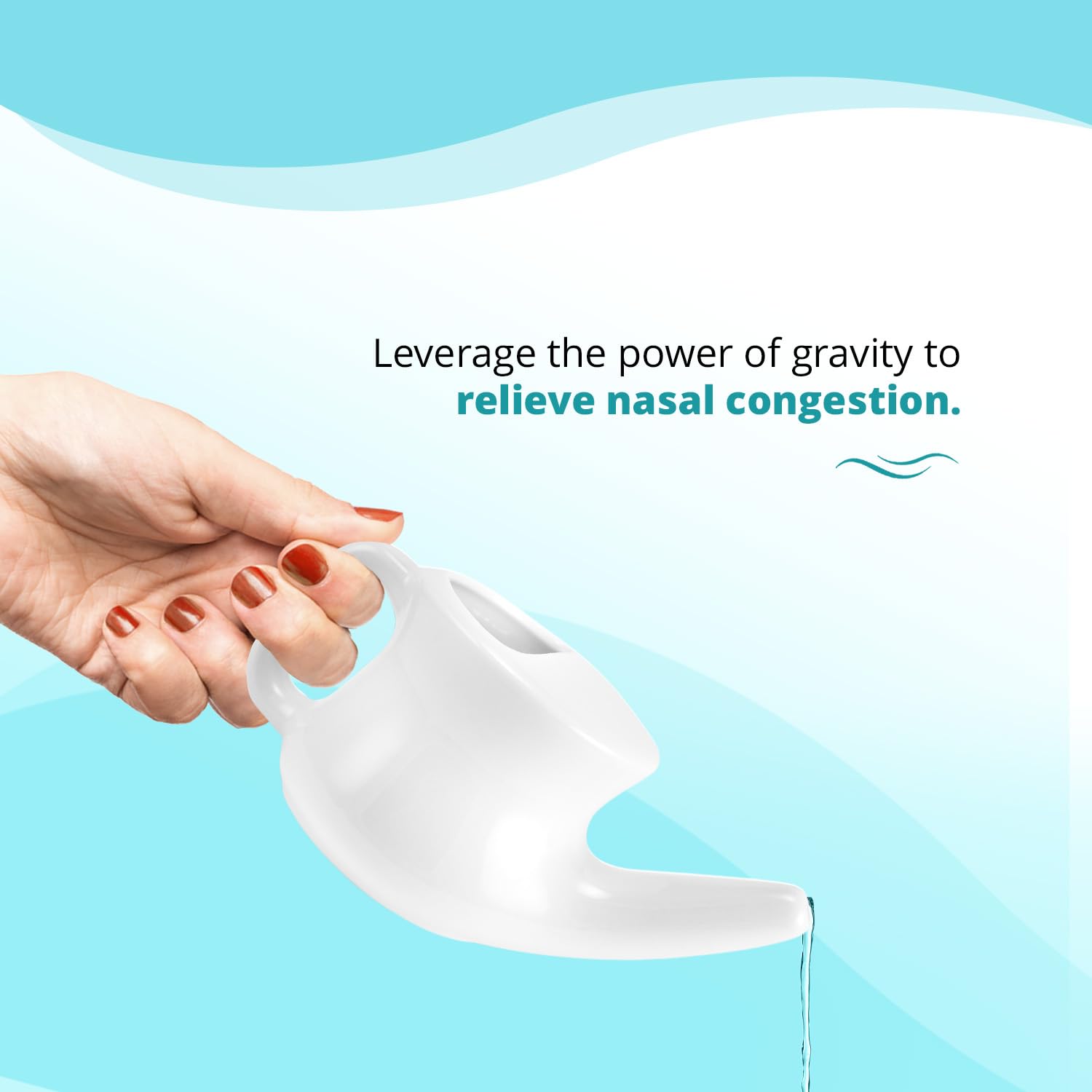 ANCIENT SECRETS Neti Pot Sinus Rinse + Pre-Measured Cleansing Salt Pack – Dishwasher-Safe Ceramic Model, Patented Ergonomic No-Leak Design, Nasal Cleansing Pot, Nasal Irrigation