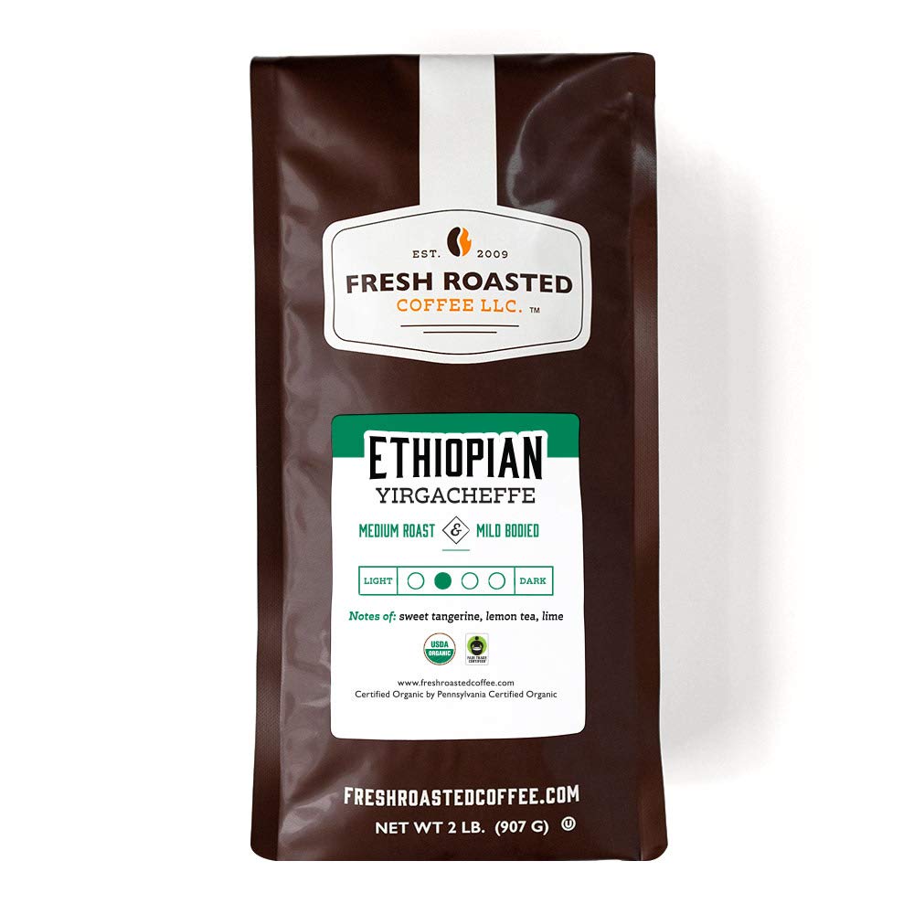Fresh Roasted Coffee LLC, Organic Ethiopian Yirgacheffe Coffee, Medium