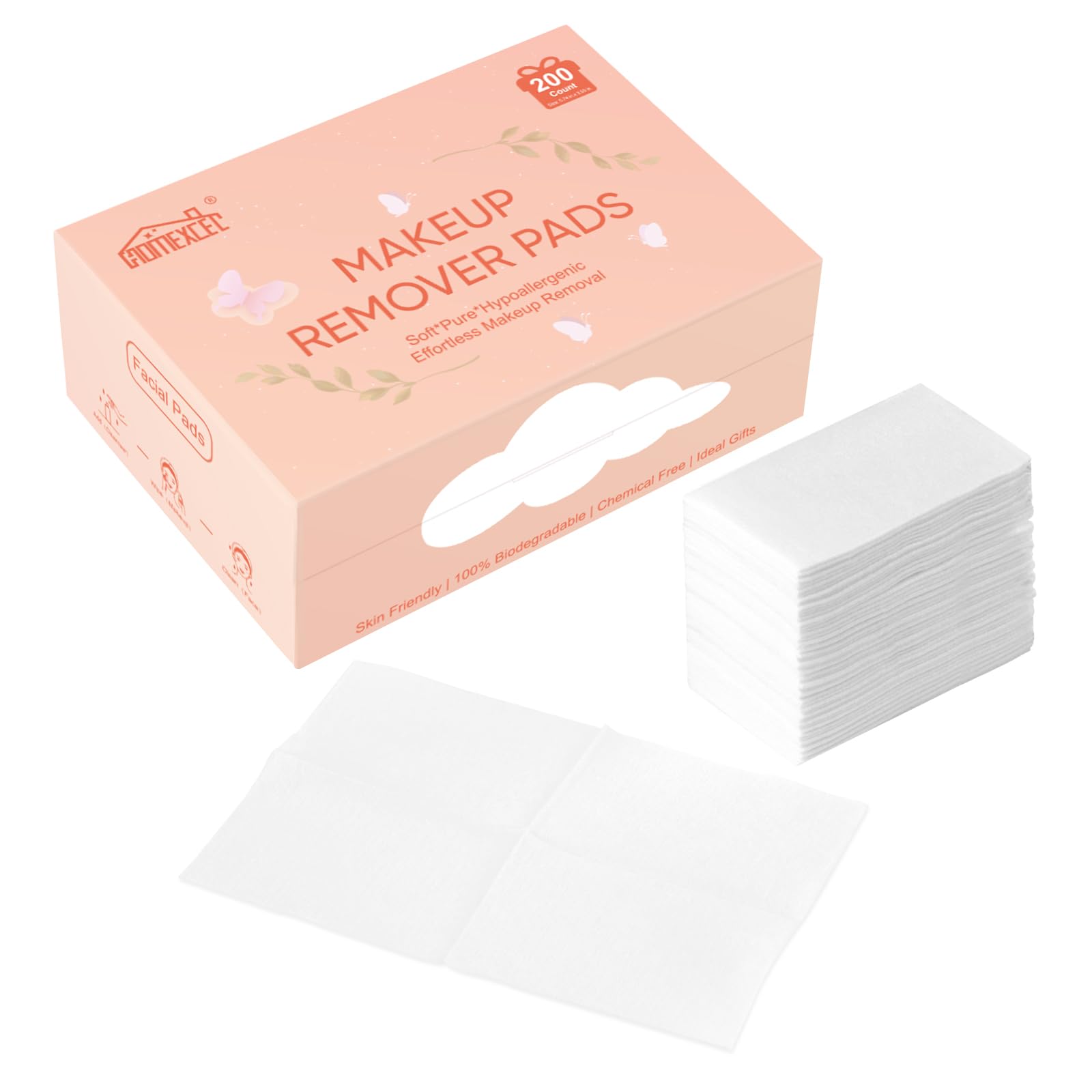Photo 1 of HOMEXCEL All-Purpose Lint-Free Esthetic Makeup Wipes 200 Count-Premium Eye Makeup Remover Pads-Hypoallergenic Face Pads for DIY Toner Mask, Eye Make up or Nail Polish Removal