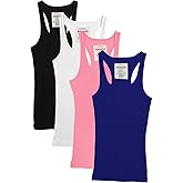 Zenana Outfitters 4 Pack Womens Basic Ribbed Racerback Tank Top