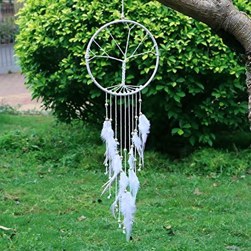 LAVAY Dream Catchers White Handmade Feather Native American Dreamcatcher Circular Net For Car Kids Bed Room Wall Hanging Decoration Decor Ornament Craft