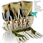 Scuddles - Garden Tools Set Herb Gardening Women - 8 PCS Digger Weeder Rake Pruner Shovel Sprayer Gloves And Tote