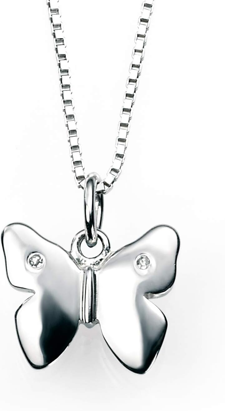 D for diamond Sterling Silver for Children's Butterfly Pendant