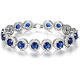 EVER FAITH Wedding Bracelets for Bride Round Cubic Zirconia December Birthstone Roman Tennis Bracelet White Silver-Tone