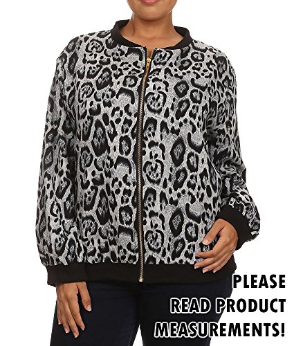Womens Plus Size Bomber Jacket Lightweight Cheetah Animal Print Zip up (1x, Grey) Womens Plus Size Bomber Jacket Lightweight Cheetah Animal Print Zip up (1x, Grey)