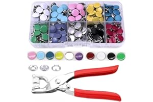 Kastetards 100 Sets Snaps for Fabric,Metal Snaps Buttons with Fastener Pliers Press Tool Kit,10 colors Buttons with Pliers Se
