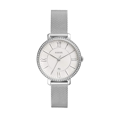 Fossil Watch for Women Jacqueline, Quartz Movement, 36 mm Silver Stainless Steel Case with a Stainless Steel Strap, ES4627