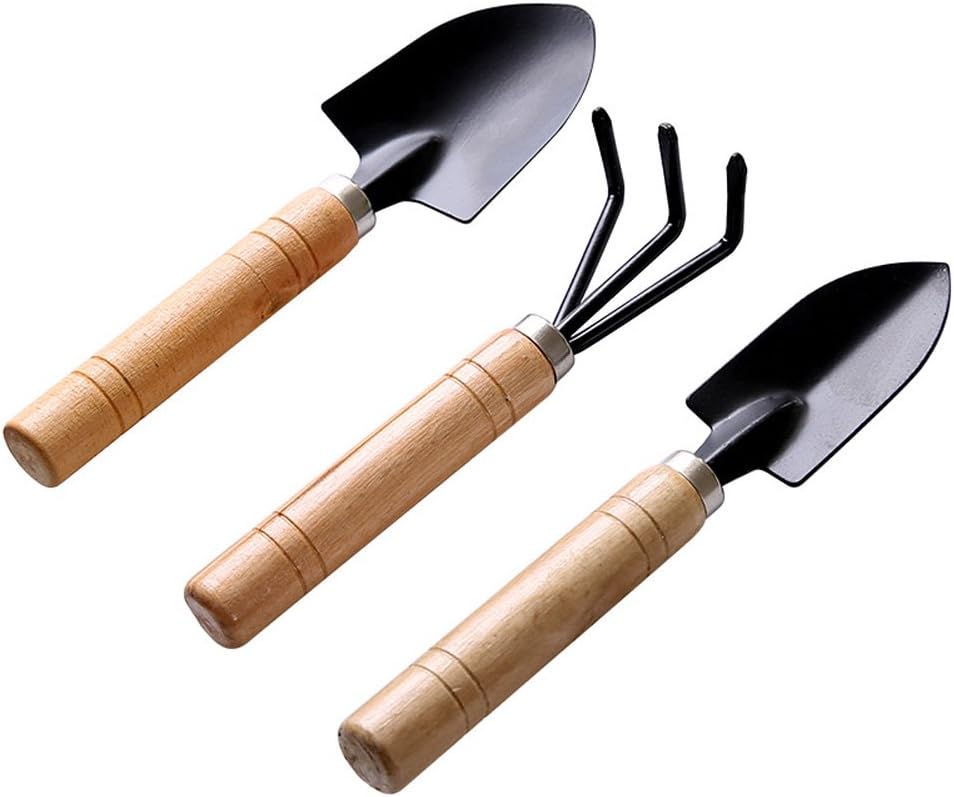 VZBarn Small Garden Tool Set for Women 3pcs Shovel Rake Spade Thick Stick