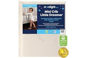 Moonlight Slumber Little Dreamer Mini Crib Mattress Cover - 100% Waterproof and Hypoallergenic - Fits 24"x 38"x 5" - Mattress Not Included