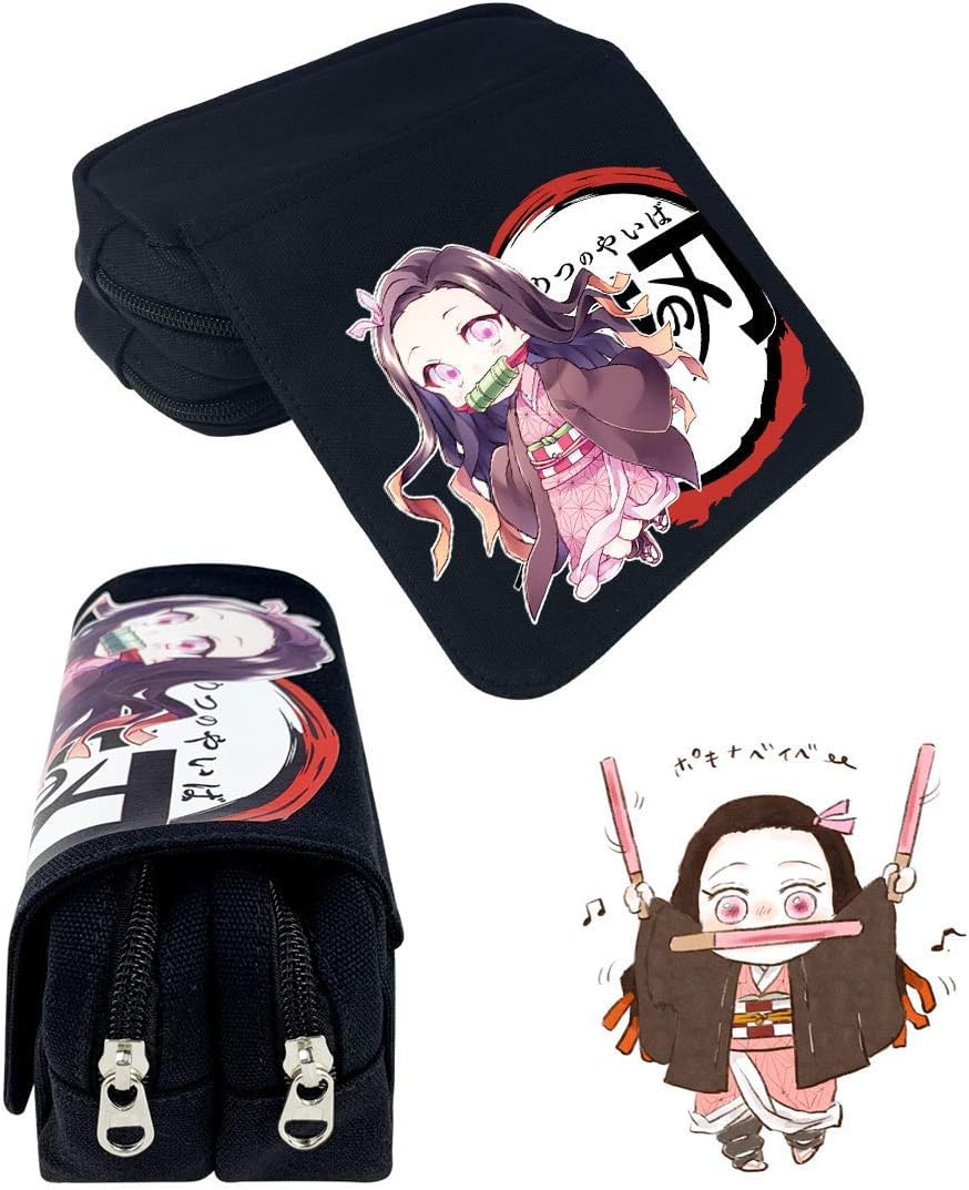 アニメ 鬼滅の刃 大容量 多機能ペンケース 筆箱 化粧ポーチ 男女兼用(かまど ねずこ)
