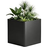 BHCORTEN Square Outdoor Planter, Black, 26 Inch | Steel