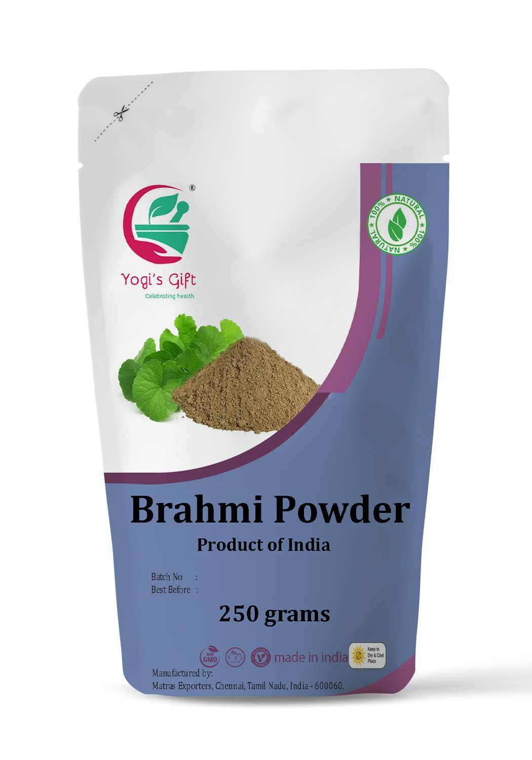 Brahmi Powder 250 grams | Natural Hair Growth Booster & Volumizer | Make Scalp Nourishing Mask | Bacopa Monnieri powder | by Yogi's Gift®
