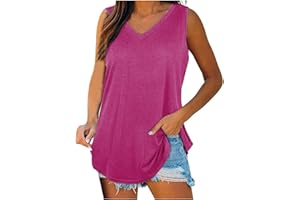 LEHOZIHEQ Womens Summer Sleeveless Tank Tops V Neck Floral Print Loose Fit Tunic Blouses Trendy Flowy Tunic Tshirt