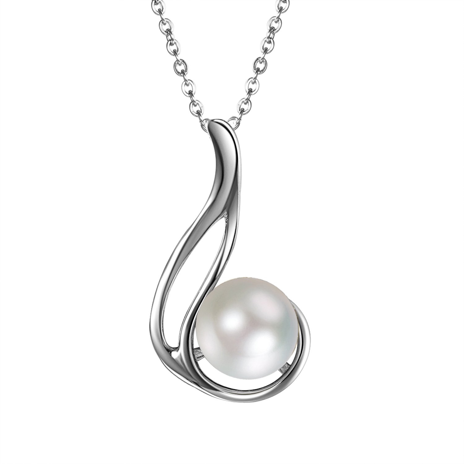 Oidea 925 Sterling Silver Freshwater Cultured Pearl Pendant Necklace for Womens Gift,with Gift Box