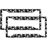 Skull License Plate Frame 2 Pack Accessories Cars Decor 12.3 X 6.3 Inches for Men Women
