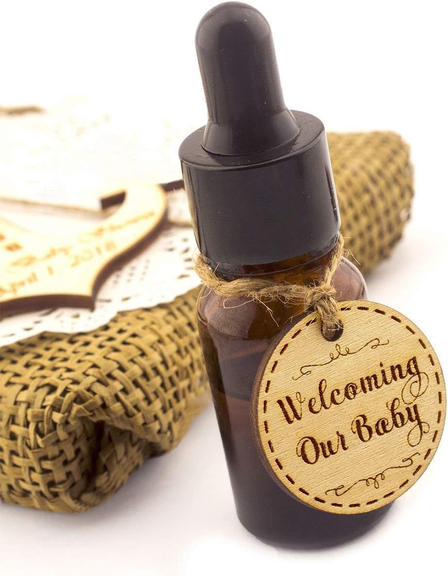 Summer-Ray 50 Wooden Round Welcoming Our Baby Engraved Favour Tags Baby Shower Party - Image 5