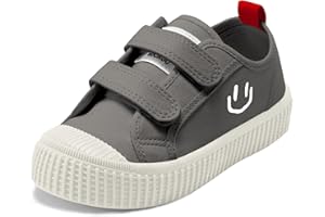 HAPPY NOCNOC Toddler Shoes for Boys & Girls, Canvas Dual Hook and Loops Sneakers with Candy-Colored Sole