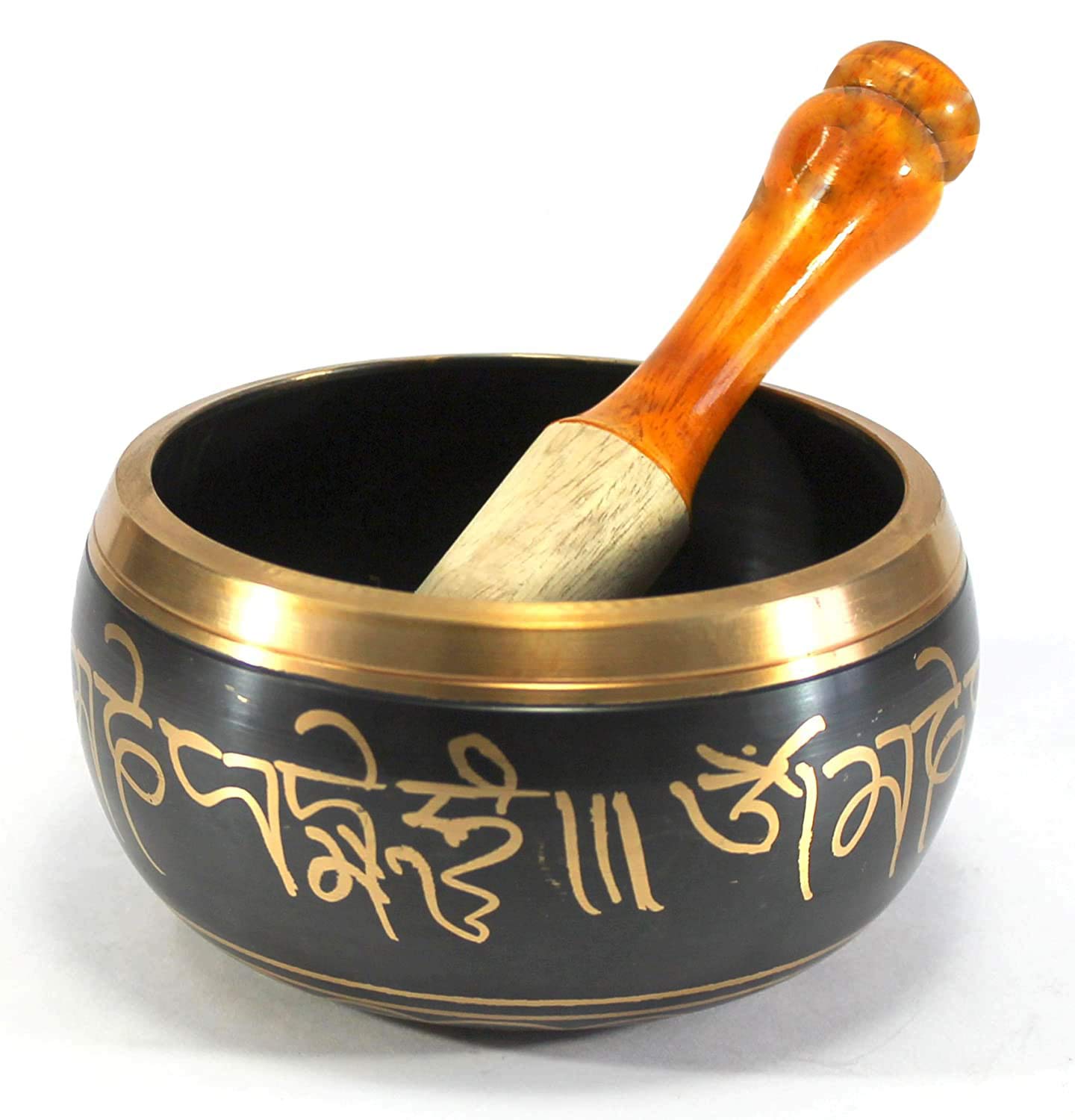 eSplanade 4 Inch Singing Bowl Tibetan Buddhist Prayer Instrument with Striker Stick | OM Bell | Meditation Bowl | Music Therapy (Black) — image 1