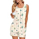 HOTGIFT Women's Pajamas Sets Sleeveless 2 Piece Pjs Sets Summer Casual Lounge Sleepwear with Pockets S-3XL