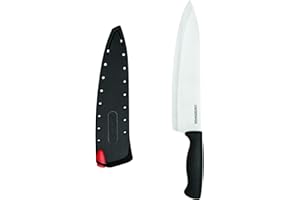 Farberware - Chef Knife with EdgeKeeper Sheath, Self-Sharpening Blade Cover, Stainless Steel Multipurpose Kitchen Knife (Blac