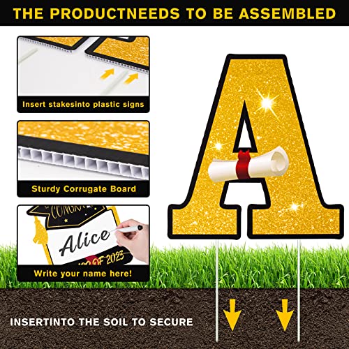 2023 Graduation Yard Sign, 16 Pcs Congrats Grad Decorations, Waterproof Outdoor Yard Lawn Decorations with 34 Stakes for Outdoor Graduation Party Favors Decoration Supplies