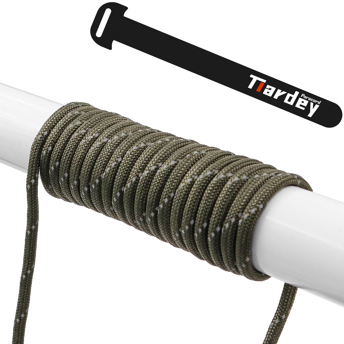 Tiardey PPR-010 Reflective Paracord 4mm 100ft (31m) 7 Core Strand,Tear-resistant,Nylon Cord,Mil Spec Type III Paracord,Holds up to 250kg for Outdoor Survival Camping