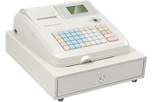 SUIYULN Electronic Cash Register,Cash Management System Electronic,Quick Load Thermal Printer,Cash Register with Cash Drawer & Keys for Supermarkets,Shopping Malls (White)
