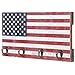 MyGift Vintage Americana Key Hooks, Wall Mounted Entryway Storage Hanger Rack with American Flag Design and 4 Hooks, USA Patriotic Home Decor