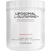 Codeage Liposomal L-Glutamine Powder - High-Potency L-Glutamine 5,000 mg per Serving - 3-Month Supply - Liposomal Delivery, Free-Form Amino Acid, Unflavored Glutamine - Non-GMO Gluten-Free - 16.67 oz