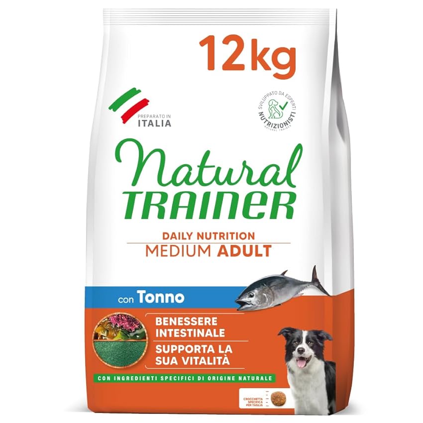 Natural Trainer Medium Cibo per Cani Adulti con Tonno - 12kg