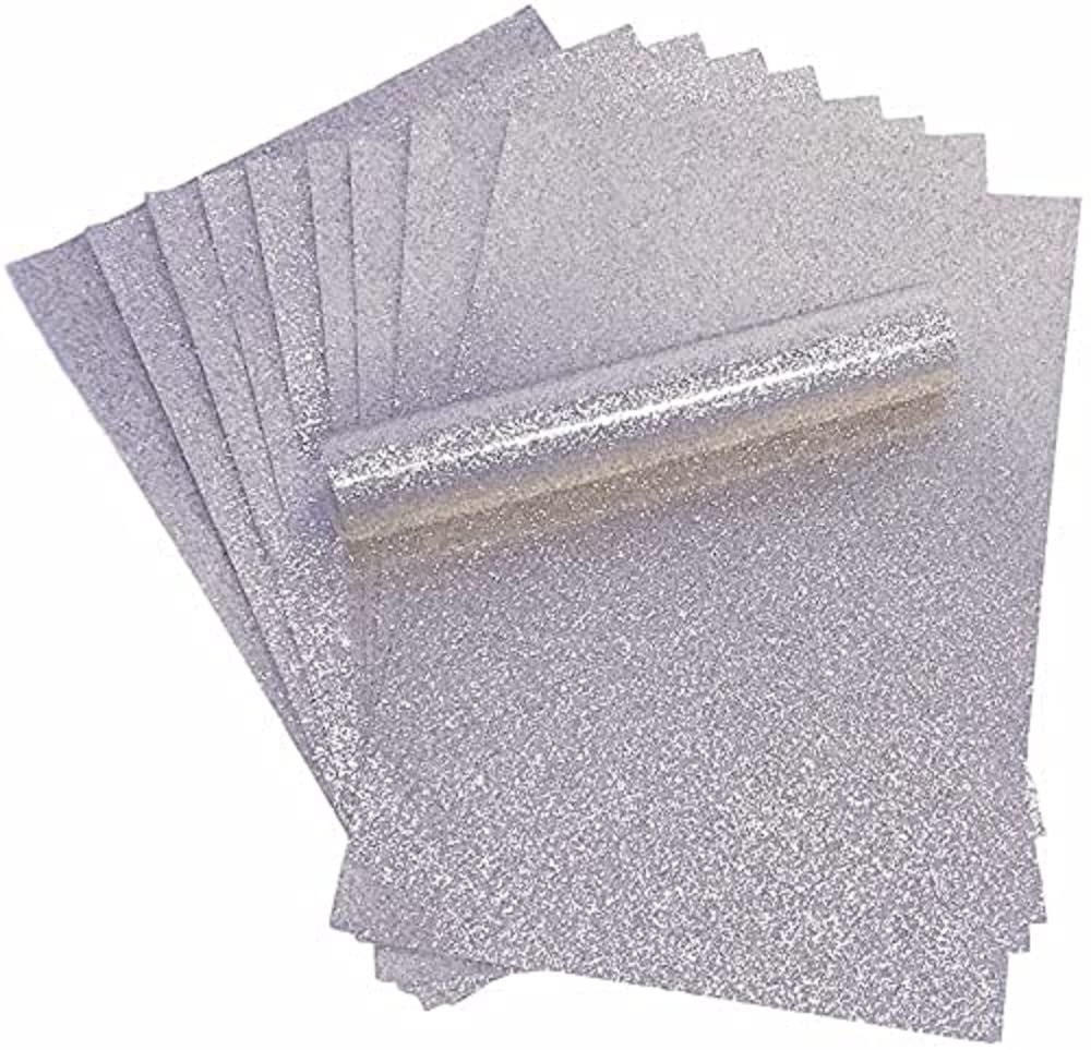 Syntego A4 Glitter Card Sparkly Soft Touch Non Shed 250gsm Pack of 10 Sheets (Silver)