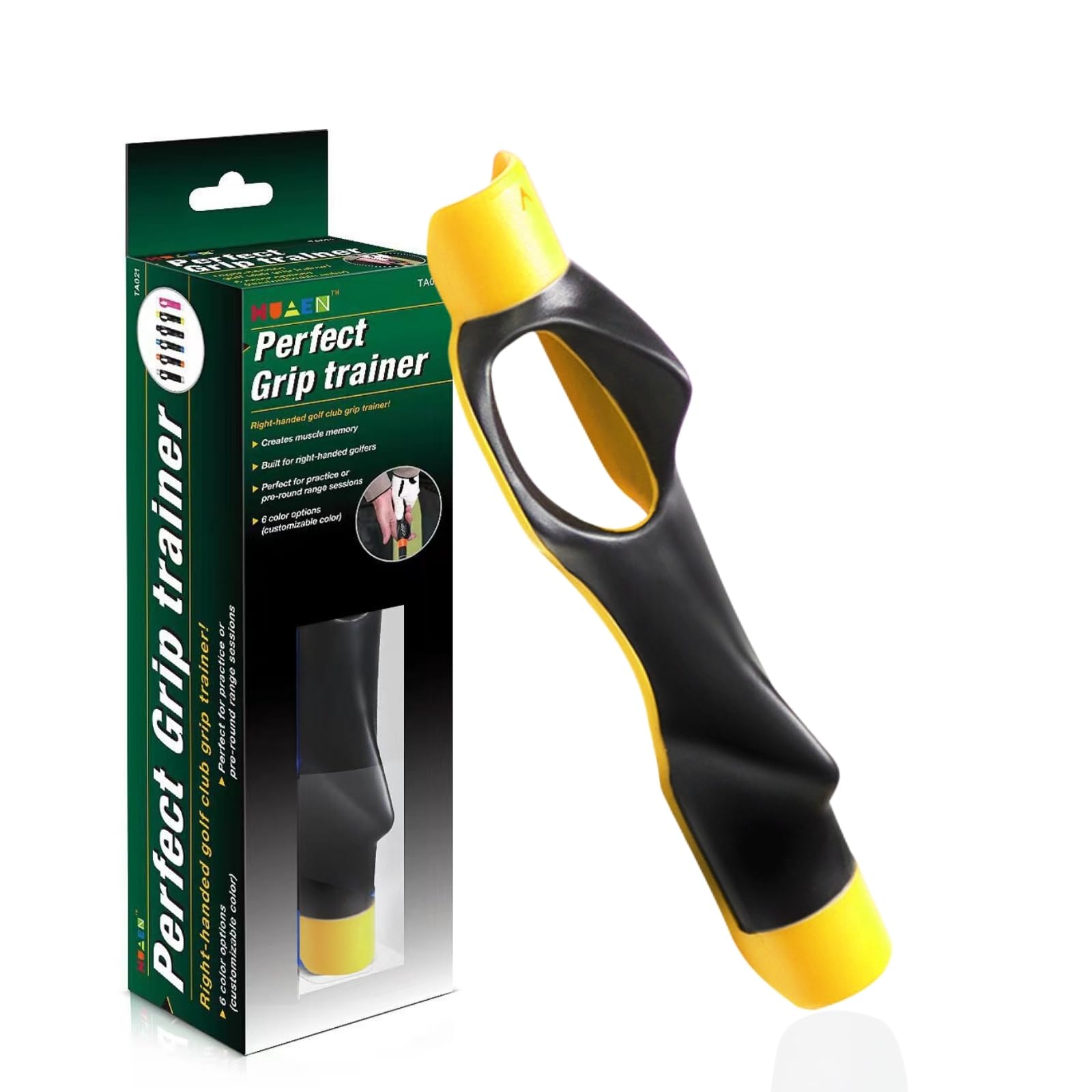SUBORAWOS Golf Grip Trainer, Golf Swing Trainer, Golf Training Aid Posture Correction Practice Alignment, Right & Left Hand Practice(Yellow)